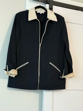 L.L. Bean Women's Black Jacket with Cream Trim